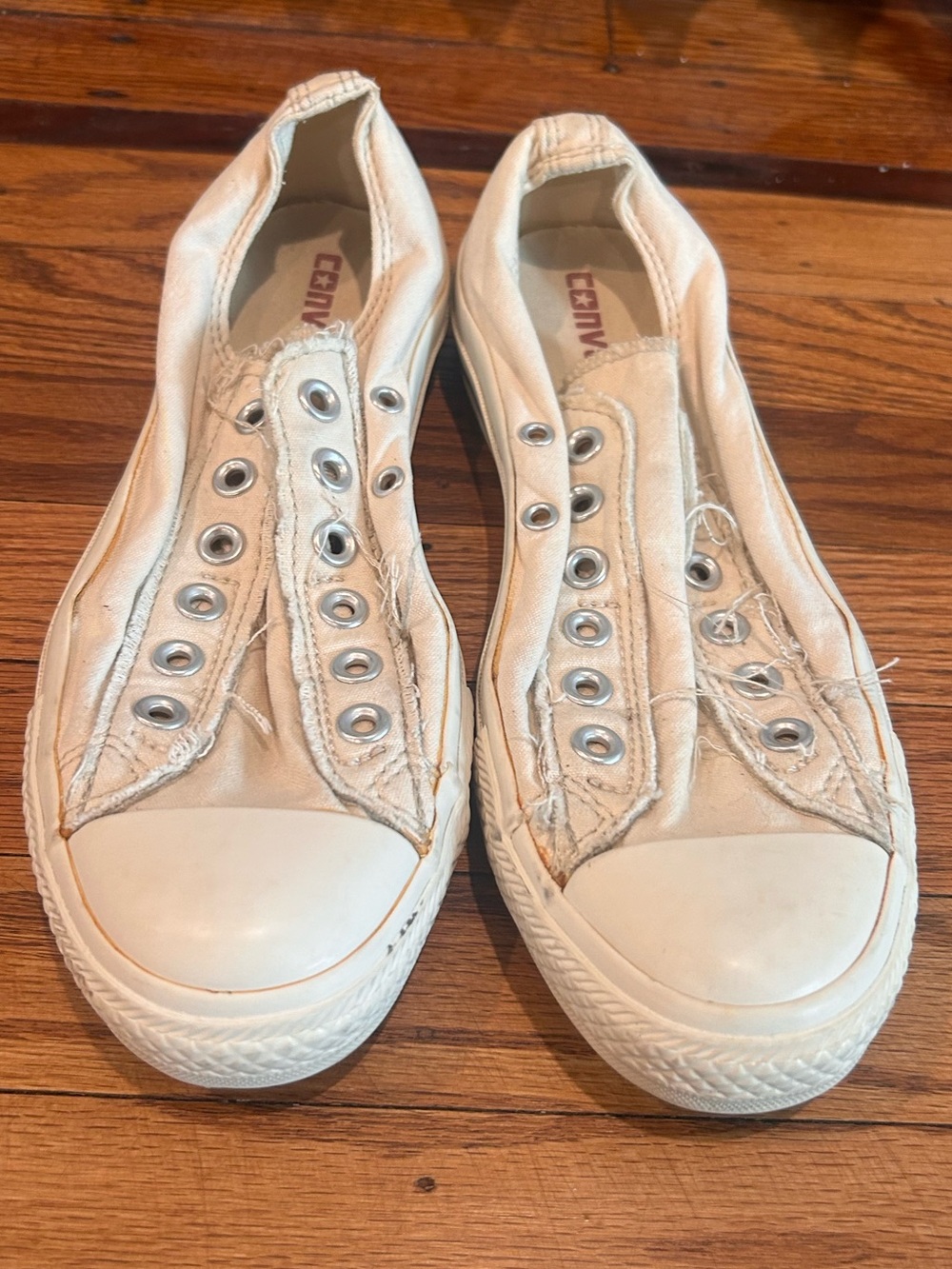 Converse Canvas Slip-On Sneakers in Off-White